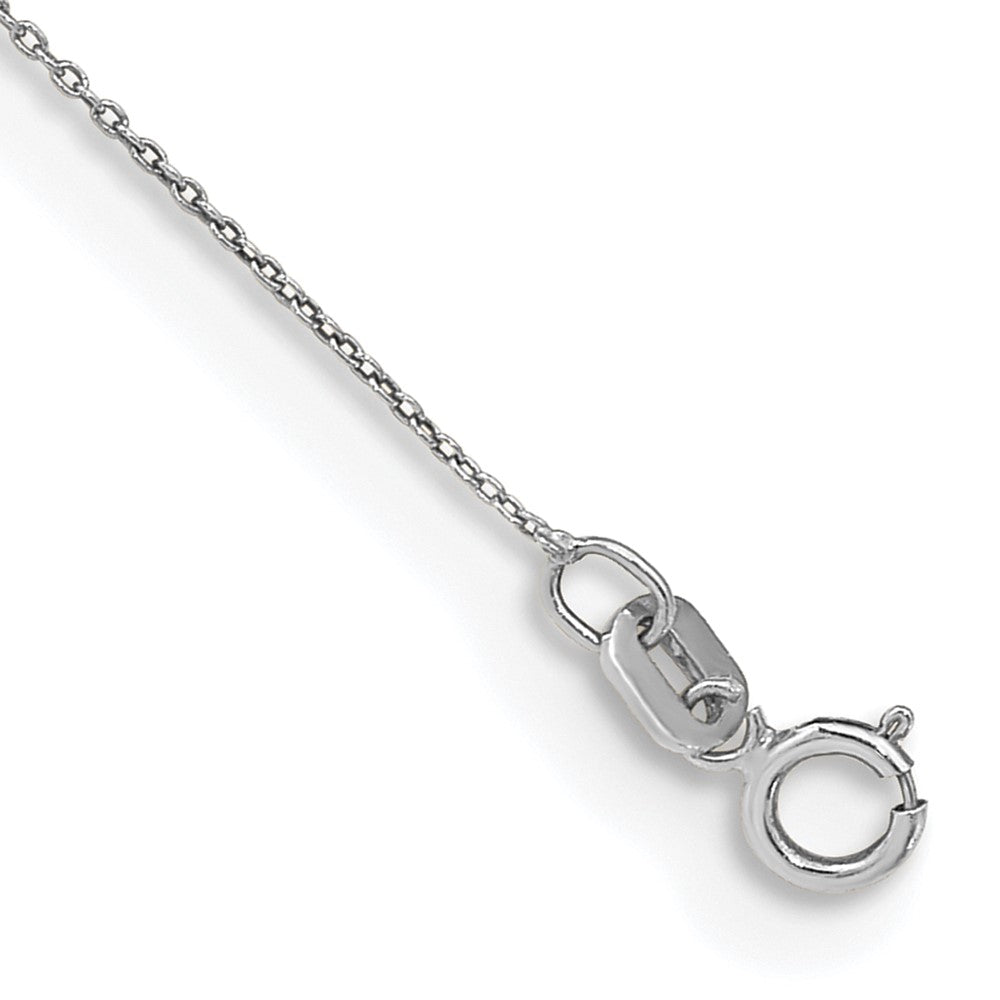 14K White Gold .75mm Cable With Spring Ring Clasp Chain Anklet
