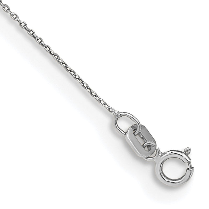 14K White Gold .75mm Cable With Spring Ring Clasp Chain Anklet