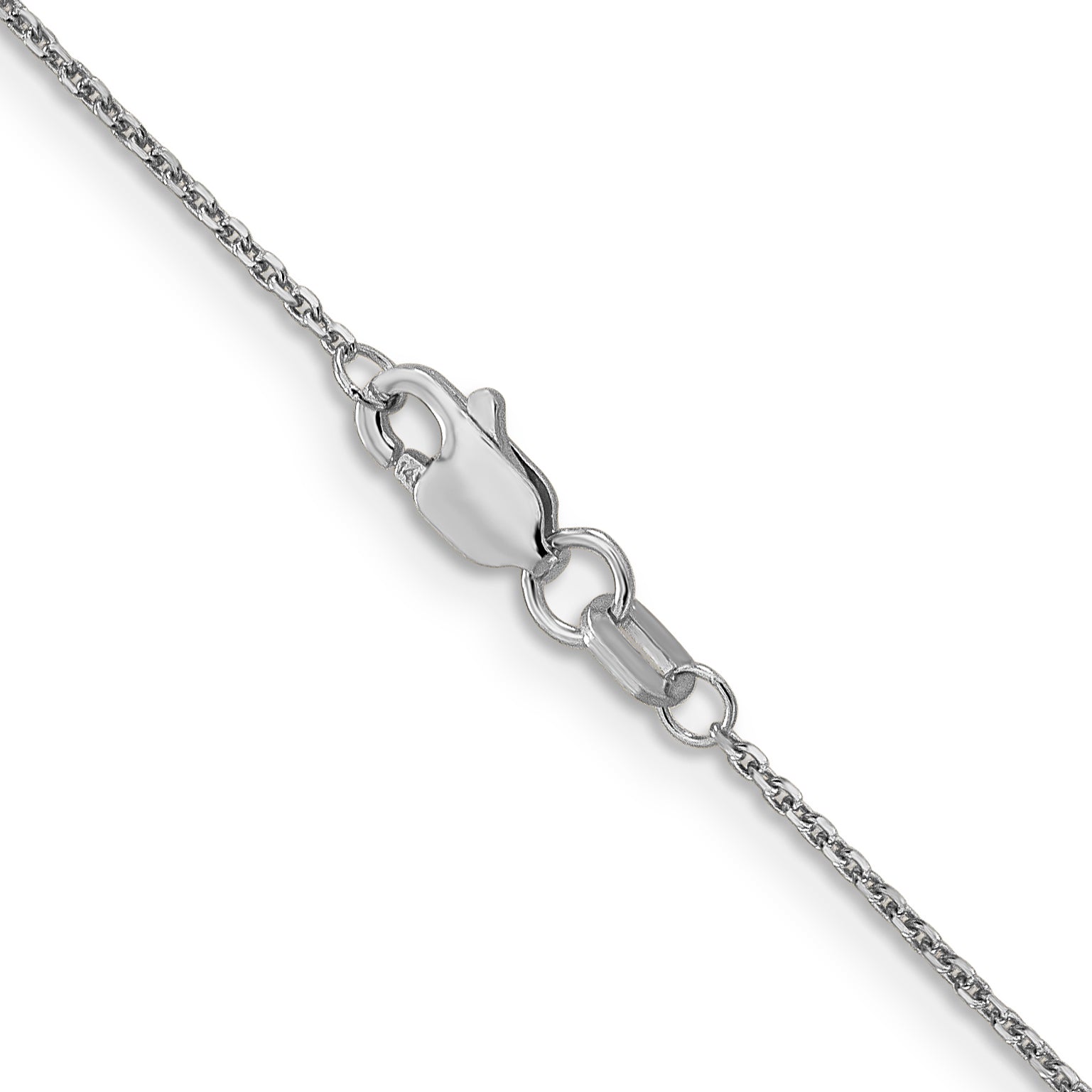 14K White Gold 14 Inch .95mm Diamond-Cut Cable With Lobster Clasp Chain
