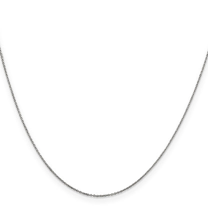 14K White Gold 14 Inch .6mm Diamond-Cut Round Open Link Cable With Spring Ring Clasp Chain