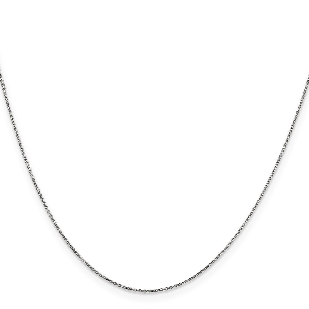 14K White Gold 20 Inch .6mm Diamond-Cut Round Open Link Cable With Spring Ring Clasp Chain Necklace