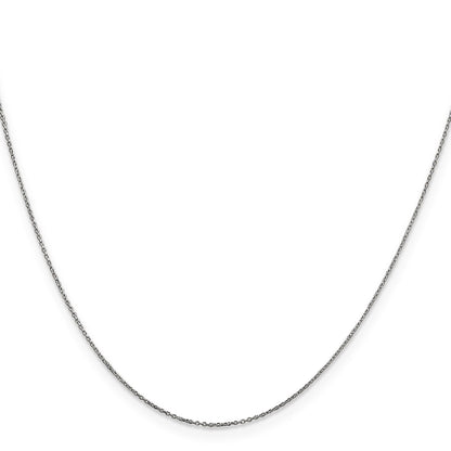 14K White Gold 20 Inch .6mm Diamond-Cut Round Open Link Cable With Spring Ring Clasp Chain Necklace