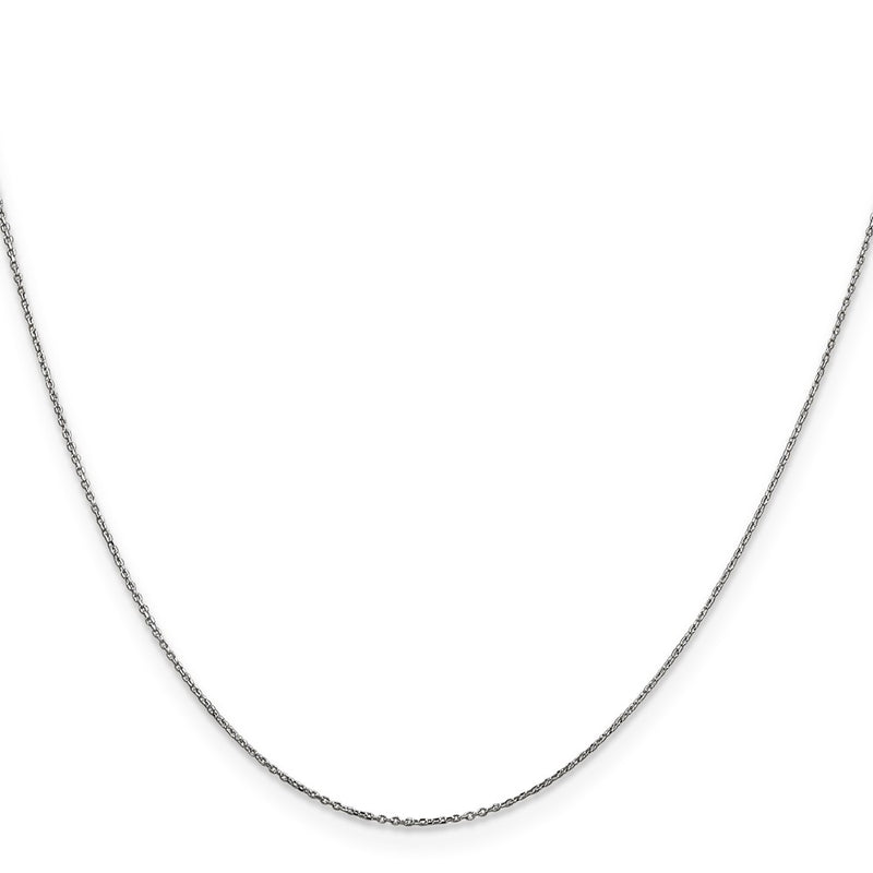 14K White Gold .6mm Diamond-Cut Round Open Link Cable With Spring Ring Clasp Chain Necklace
