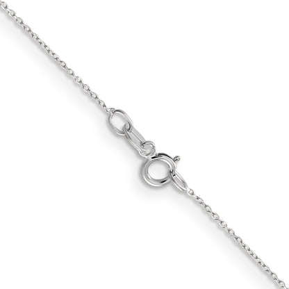 14K White Gold 14 Inch .6mm Diamond-Cut Round Open Link Cable With Spring Ring Clasp Chain