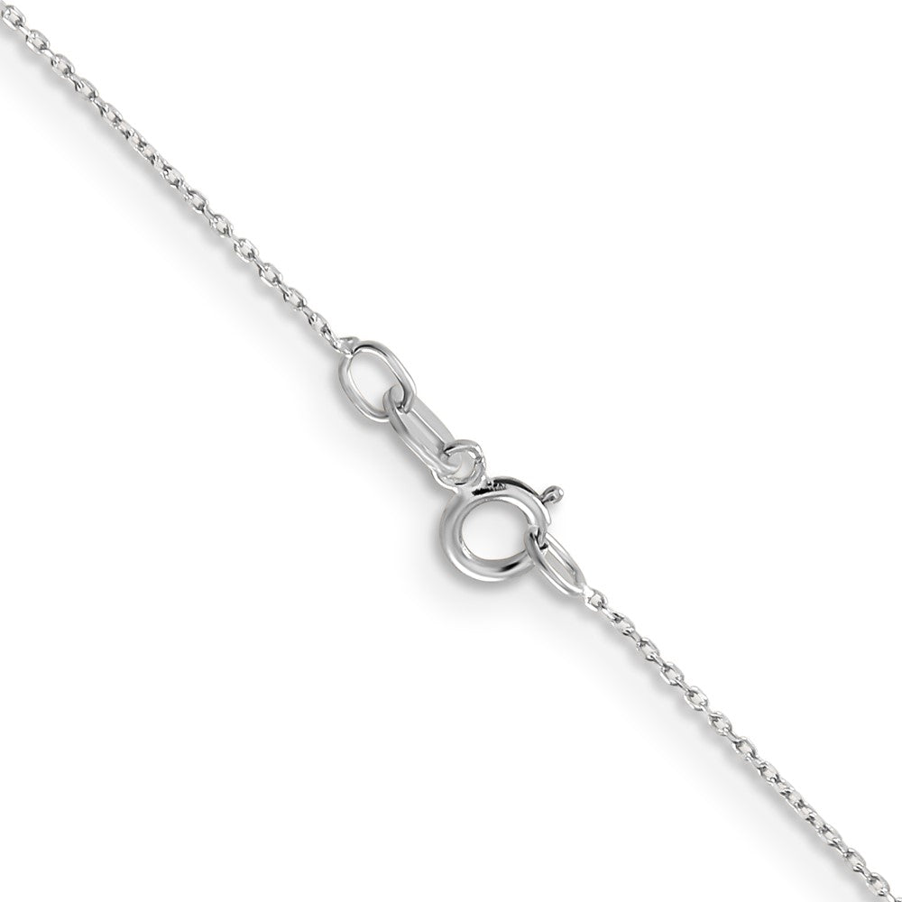 14K White Gold 20 Inch .6mm Diamond-Cut Round Open Link Cable With Spring Ring Clasp Chain Necklace