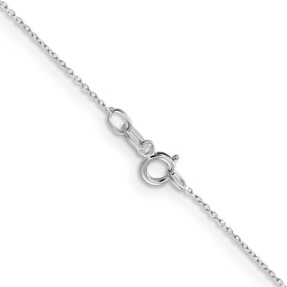 14K White Gold 20 Inch .6mm Diamond-Cut Round Open Link Cable With Spring Ring Clasp Chain Necklace