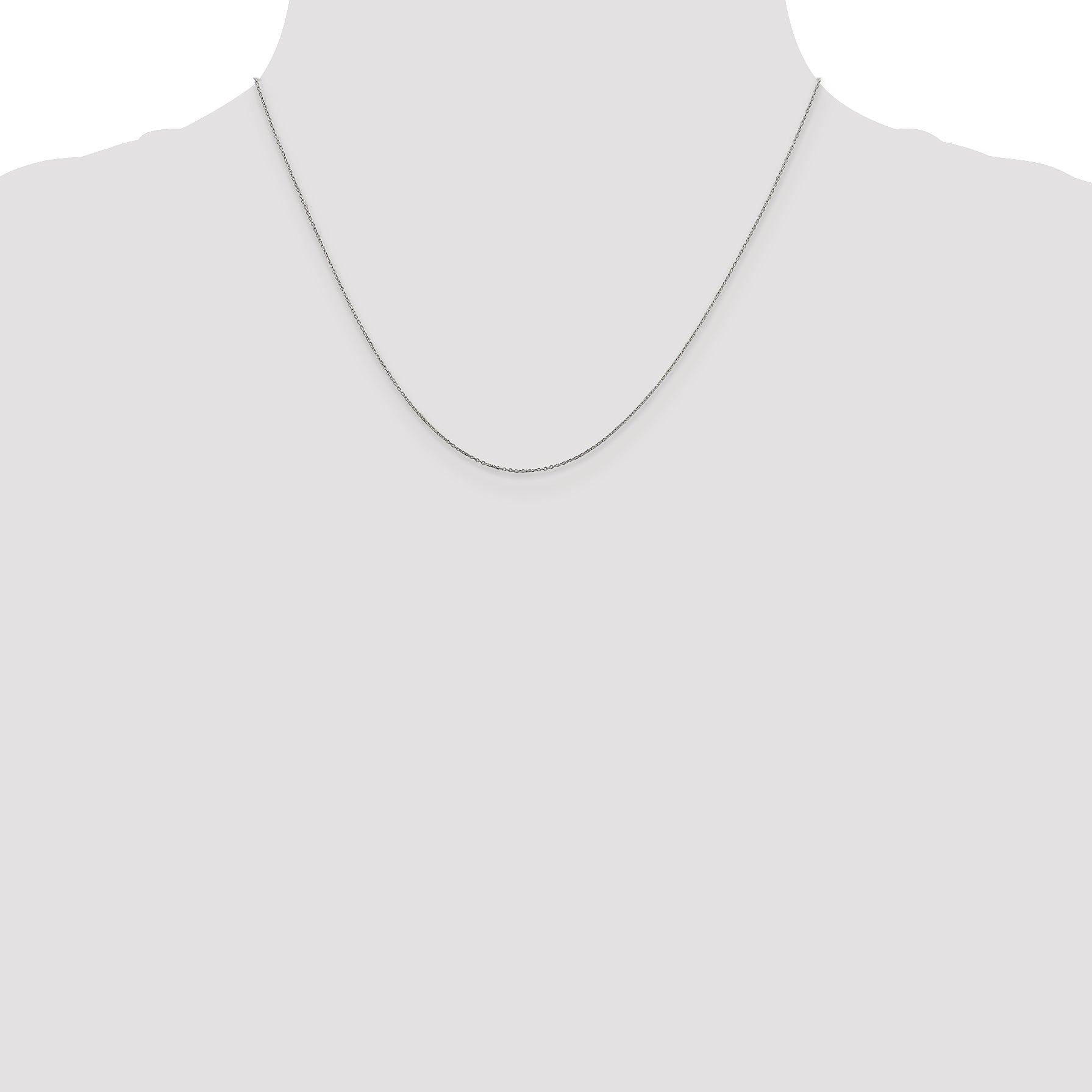 14K White Gold 18 Inch .6mm Diamond-Cut Round Open Link Cable With Spring Ring Clasp Chain