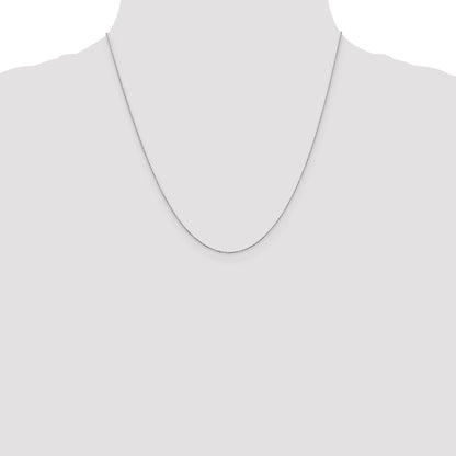 14K White Gold 20 Inch .6mm Diamond-Cut Round Open Link Cable With Spring Ring Clasp Chain