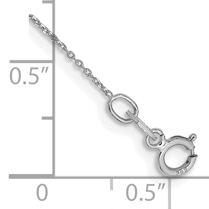 14K White Gold .6mm Diamond-Cut Round Open Link Cable With Spring Ring Clasp Chain Anklet