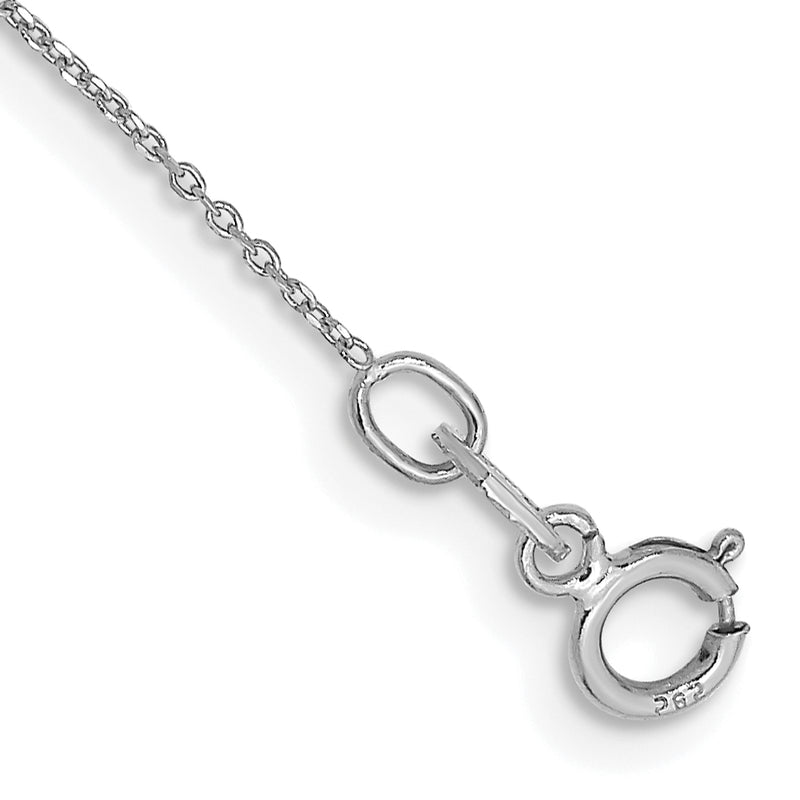 14K White Gold .6mm Diamond-Cut Round Open Link Cable With Spring Ring Clasp Chain Anklet