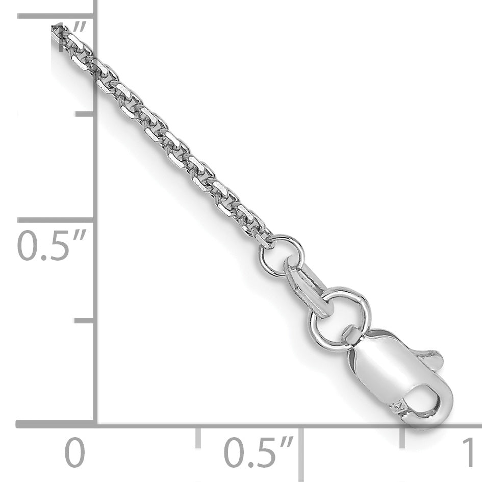14K White Gold 10 Inch 1.45mm Diamond-Cut Cable With Lobster Clasp Anklet