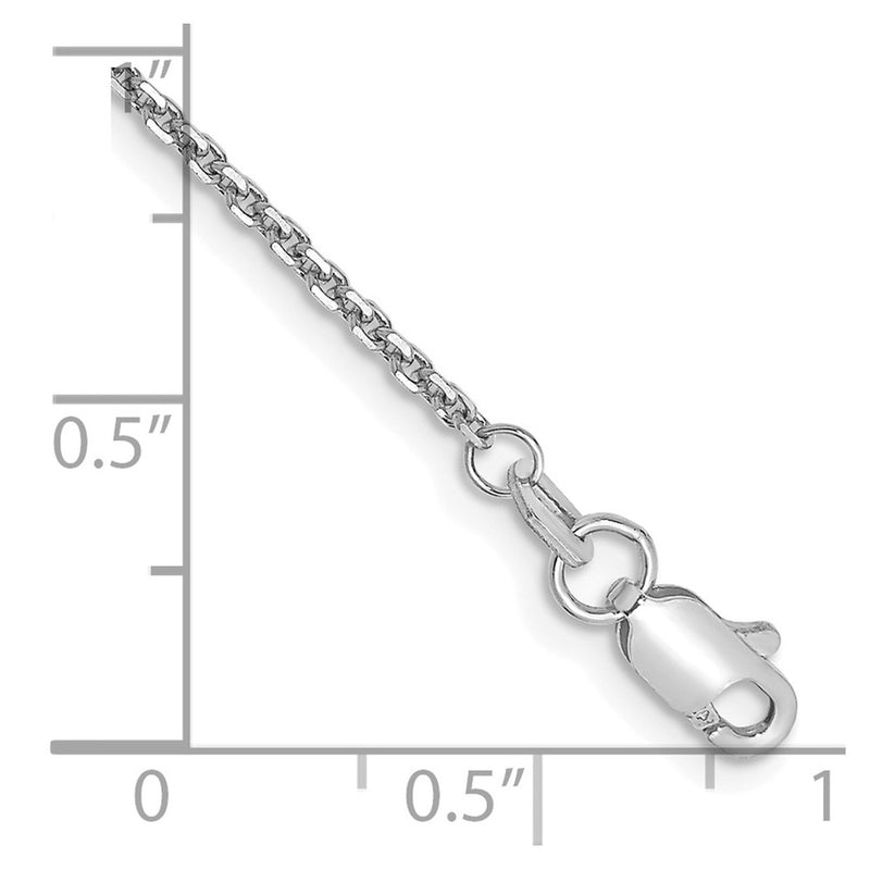 14K White Gold 10 Inch 1.45mm Diamond-Cut Cable With Lobster Clasp Anklet