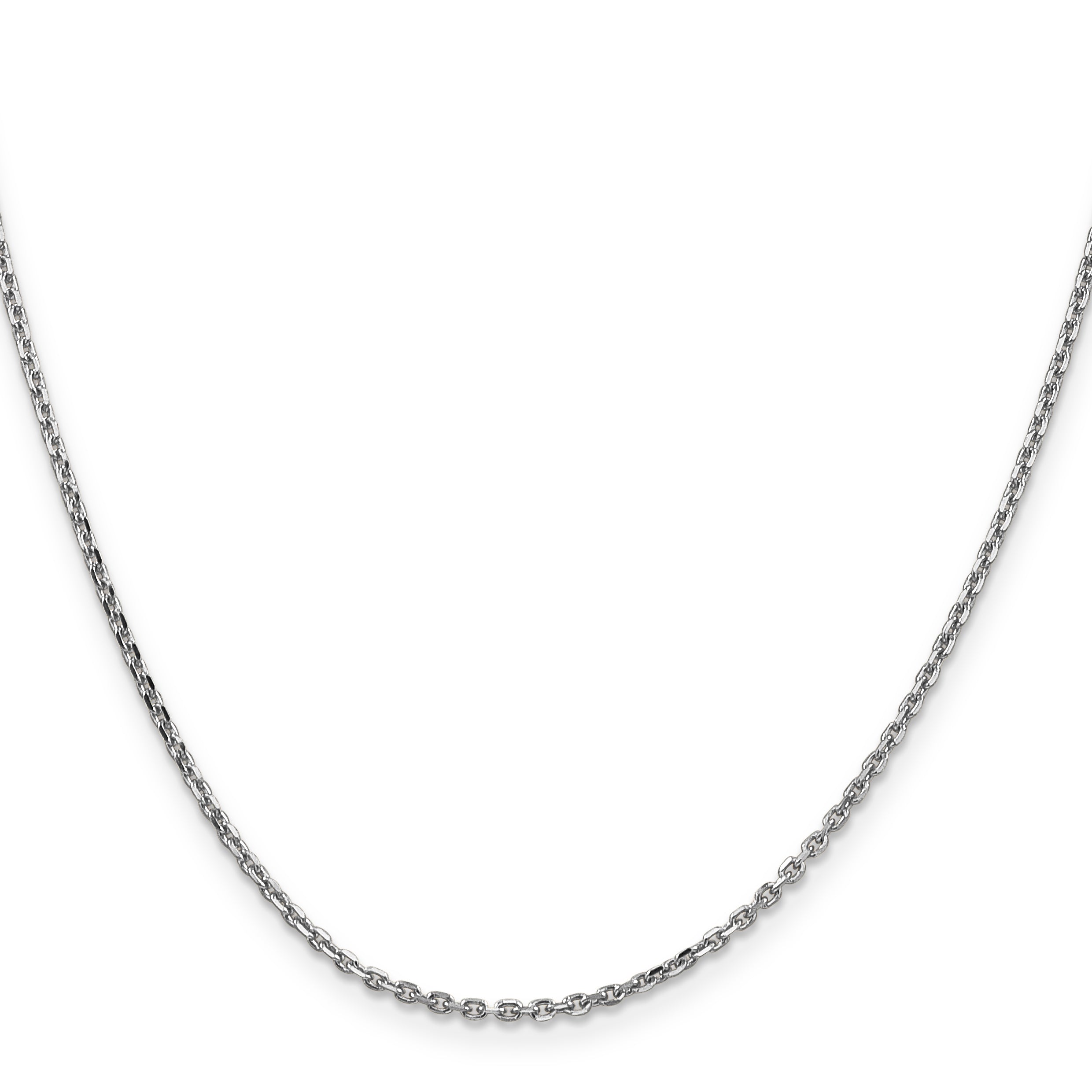 14K White Gold 22 inch 1.65mm Diamond-cut Cable with Lobster Clasp Chain Necklace