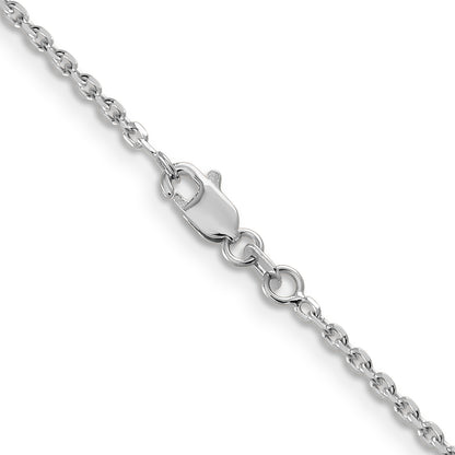 14K White Gold 26 inch 1.65mm Diamond-cut Cable with Lobster Clasp Chain Necklace