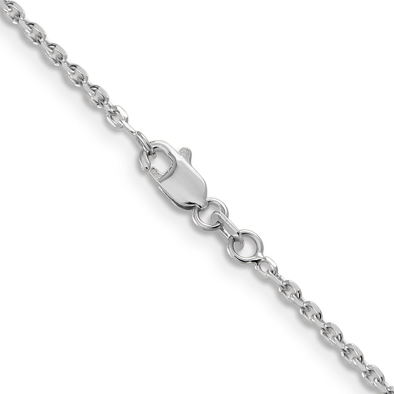 14K White Gold 22 inch 1.65mm Diamond-cut Cable with Lobster Clasp Chain Necklace