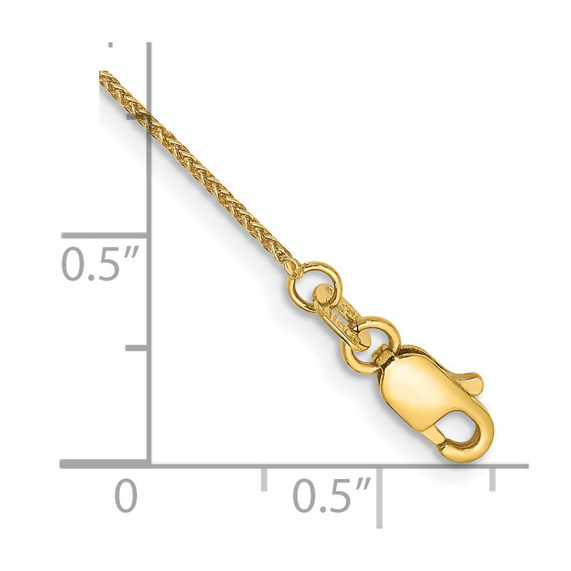 14K Yellow Gold .85mm Spiga With Lobster Clasp Chain Anklet