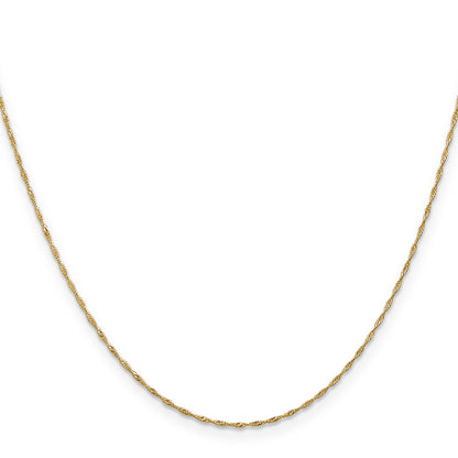 14K Yellow Gold 14 Inch 1mm Singapore With Spring Ring Clasp Chain