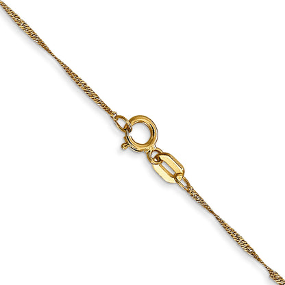14K Yellow Gold 14 Inch 1mm Singapore With Spring Ring Clasp Chain
