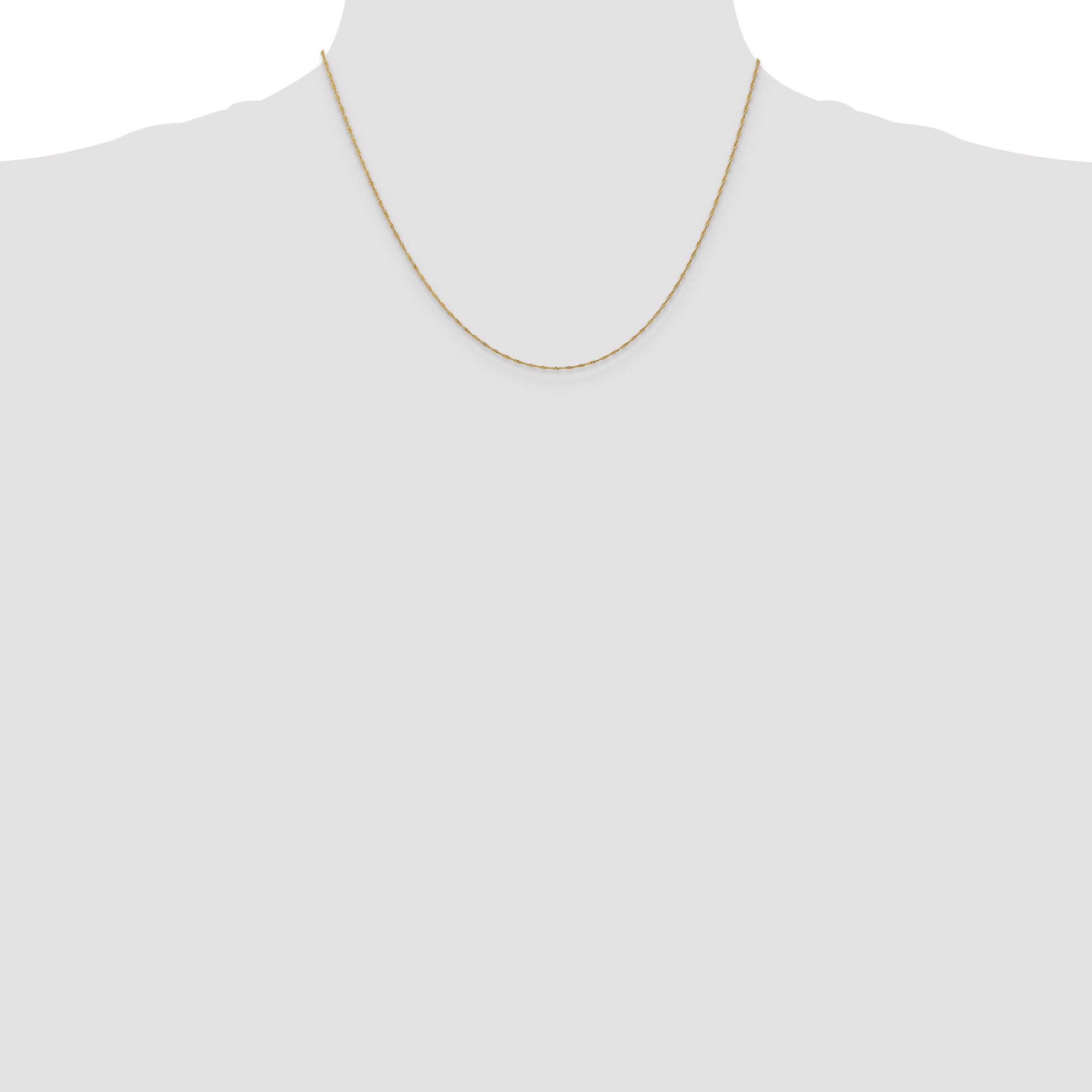14K Yellow Gold 18 Inch 1mm Singapore With Spring Ring Clasp Chain Necklace