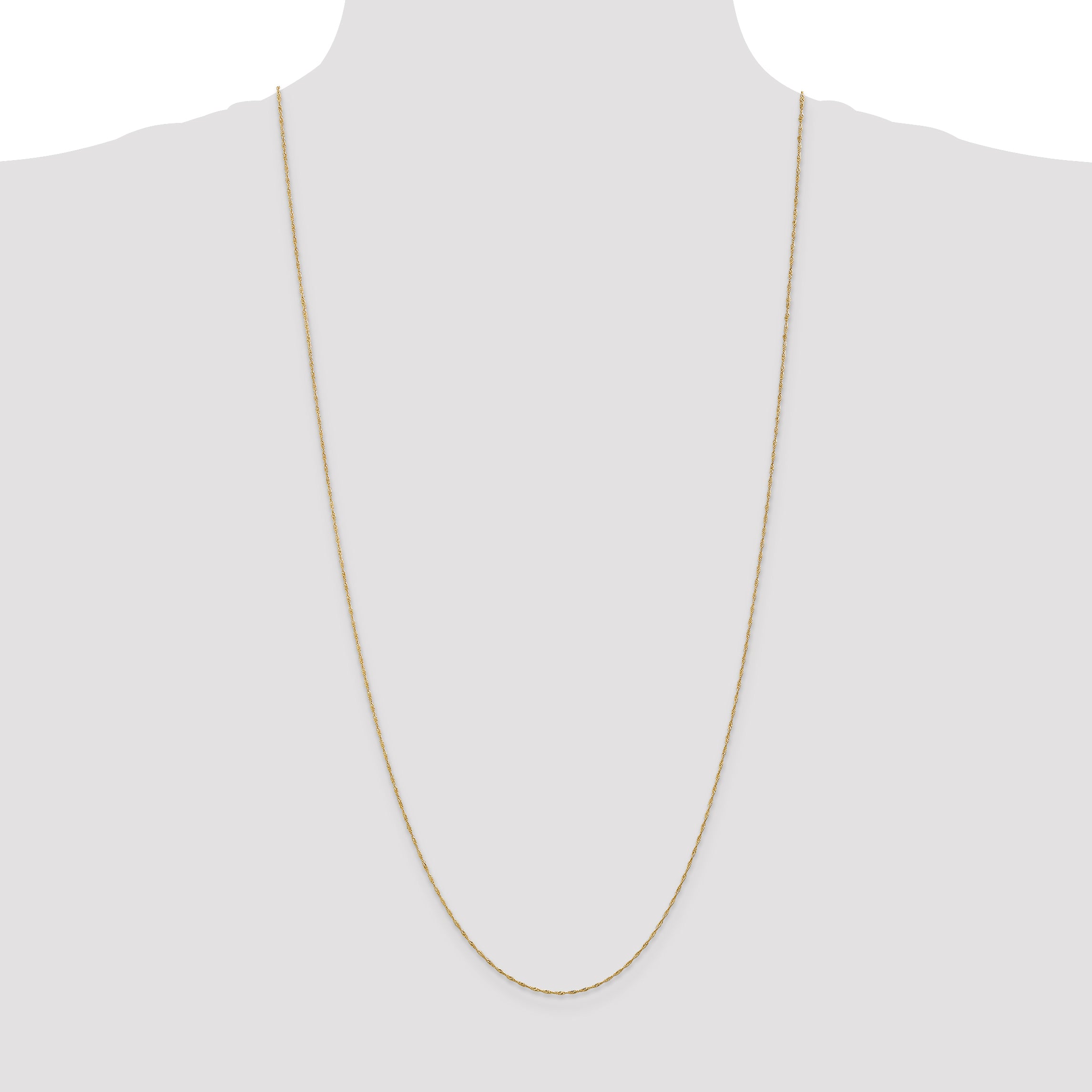 14K Yellow Gold 30 Inch 1mm Singapore With Spring Ring Clasp Chain Necklace