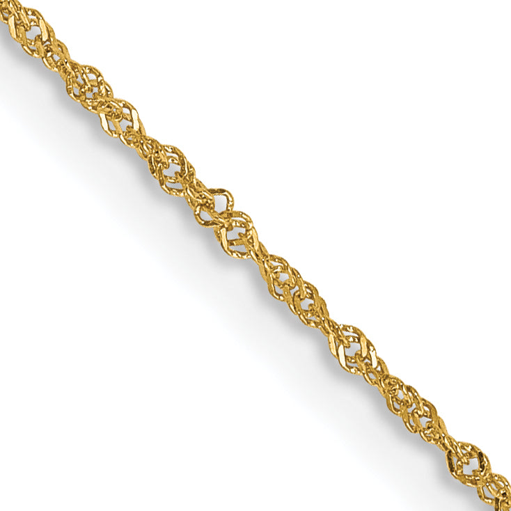 14K Yellow Gold 14 Inch 1mm Singapore With Spring Ring Clasp Chain