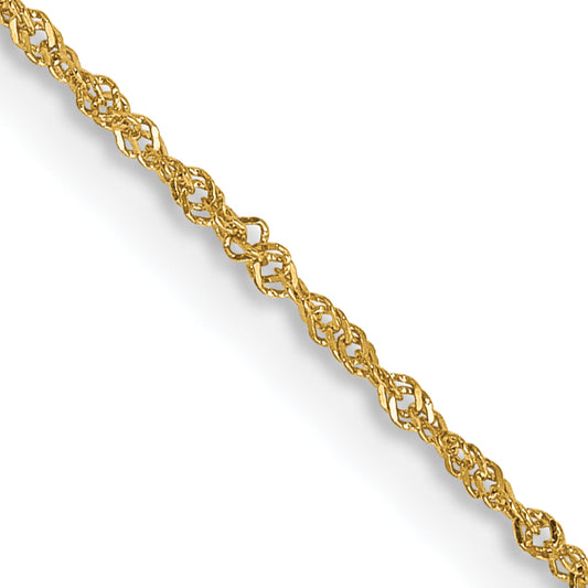 14K Yellow Gold 14 Inch 1mm Singapore With Spring Ring Clasp Chain