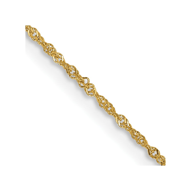 14K Yellow Gold 14 Inch 1mm Singapore With Spring Ring Clasp Chain Necklace
