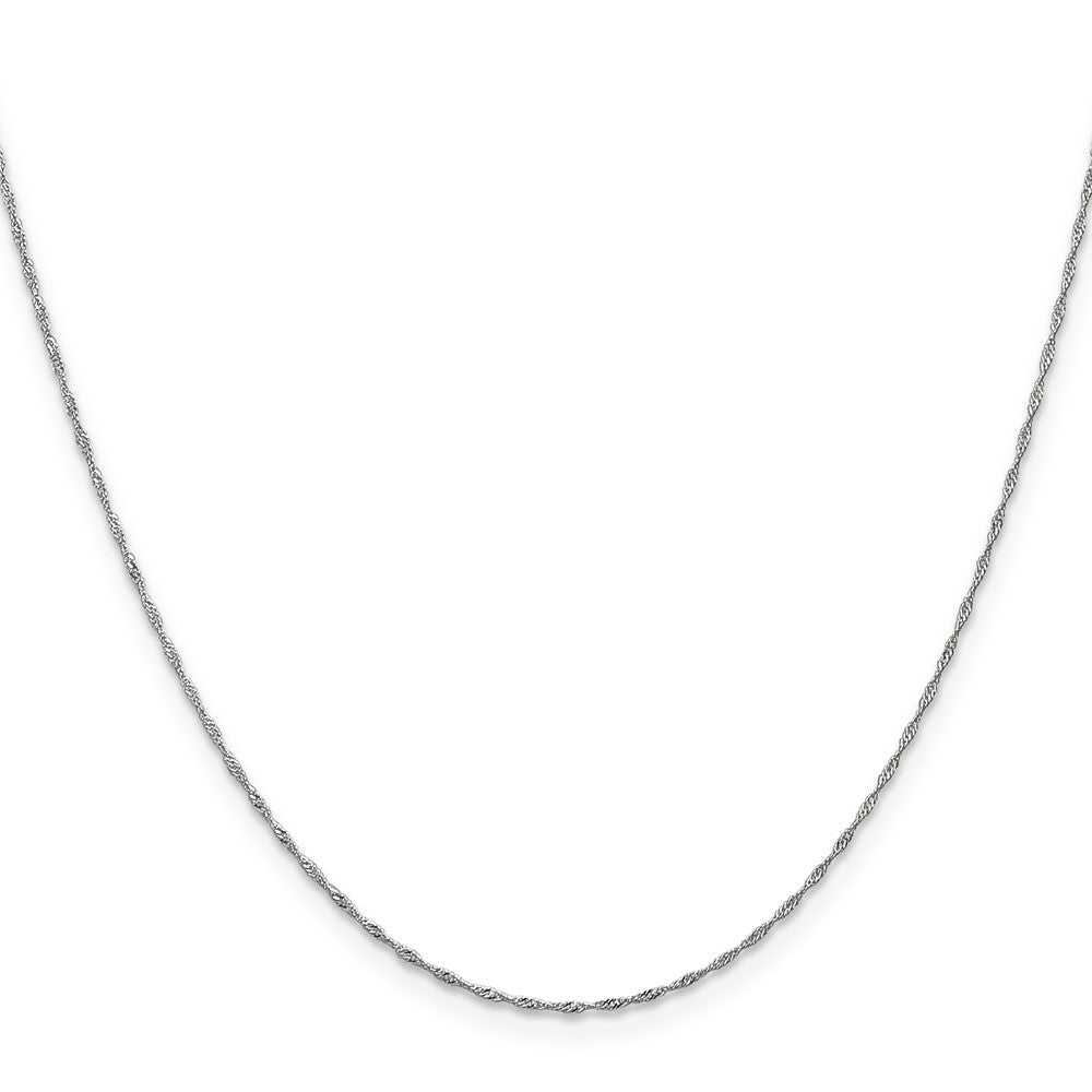 14K White Gold 1mm Singapore With Spring Ring Clasp Chain Necklace