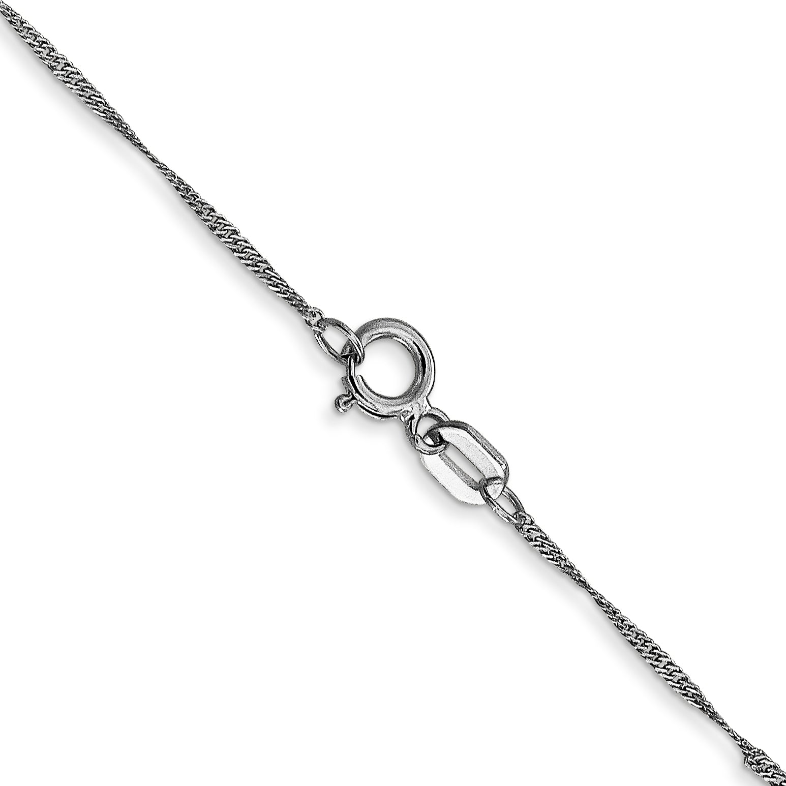14K White Gold 14 Inch 1mm Singapore With Spring Ring Clasp Chain