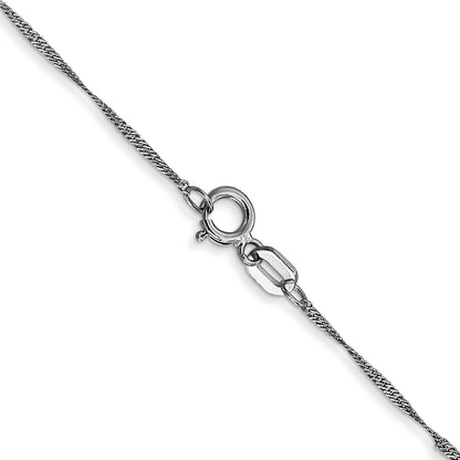 14K White Gold 14 Inch 1mm Singapore With Spring Ring Clasp Chain