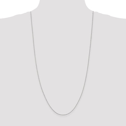 14K White Gold 30 Inch 1mm Singapore With Spring Ring Clasp Chain Necklace
