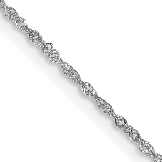 14K White Gold 14 Inch 1mm Singapore With Spring Ring Clasp Chain