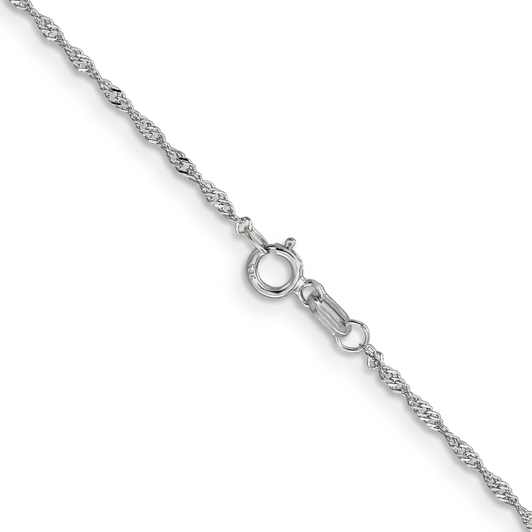 14K White Gold 14 Inch 1.10mm Singapore With Spring Ring Clasp Chain
