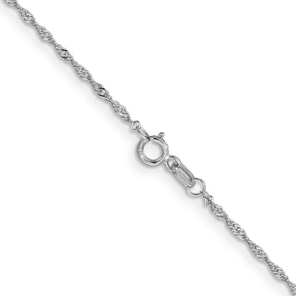 14K White Gold 14 Inch 1.10mm Singapore With Spring Ring Clasp Chain