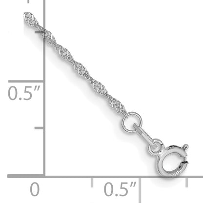 14K White Gold 6 Inch 1.10mm Singapore With Spring Ring Clasp Chain Bracelet