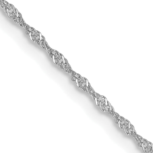 14K White Gold 14 Inch 1.10mm Singapore With Spring Ring Clasp Chain