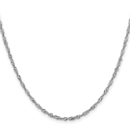14K White Gold 2.0mm Singapore With Lobster Clasp Chain Necklace