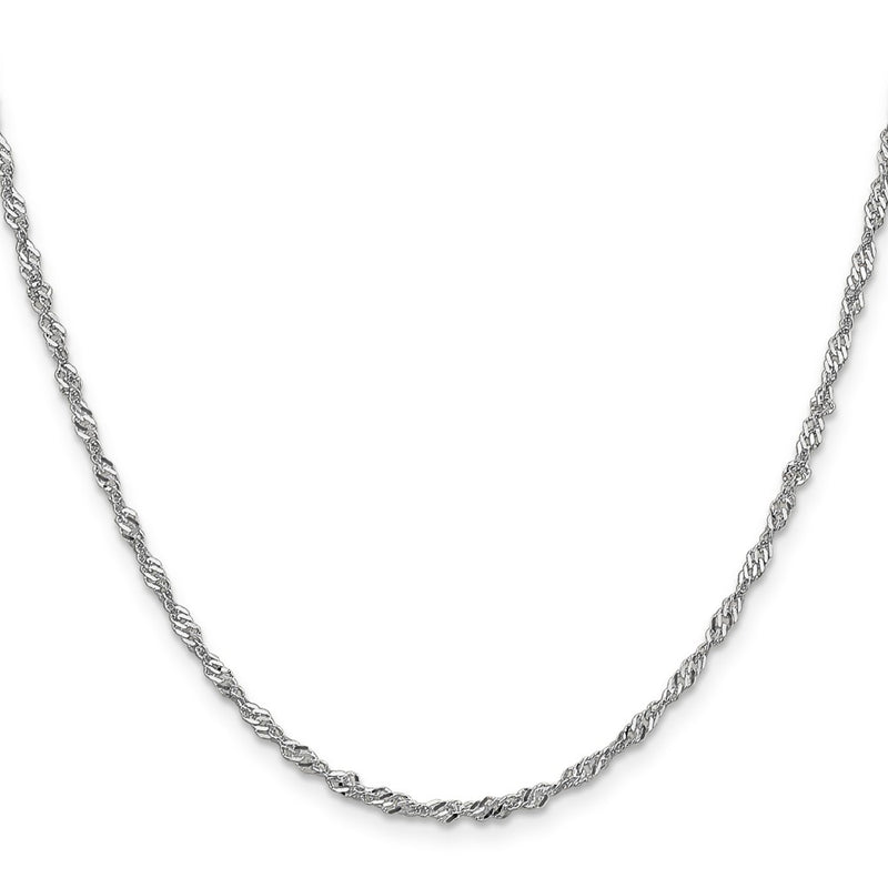 14K White Gold 2.0mm Singapore With Lobster Clasp Chain Necklace