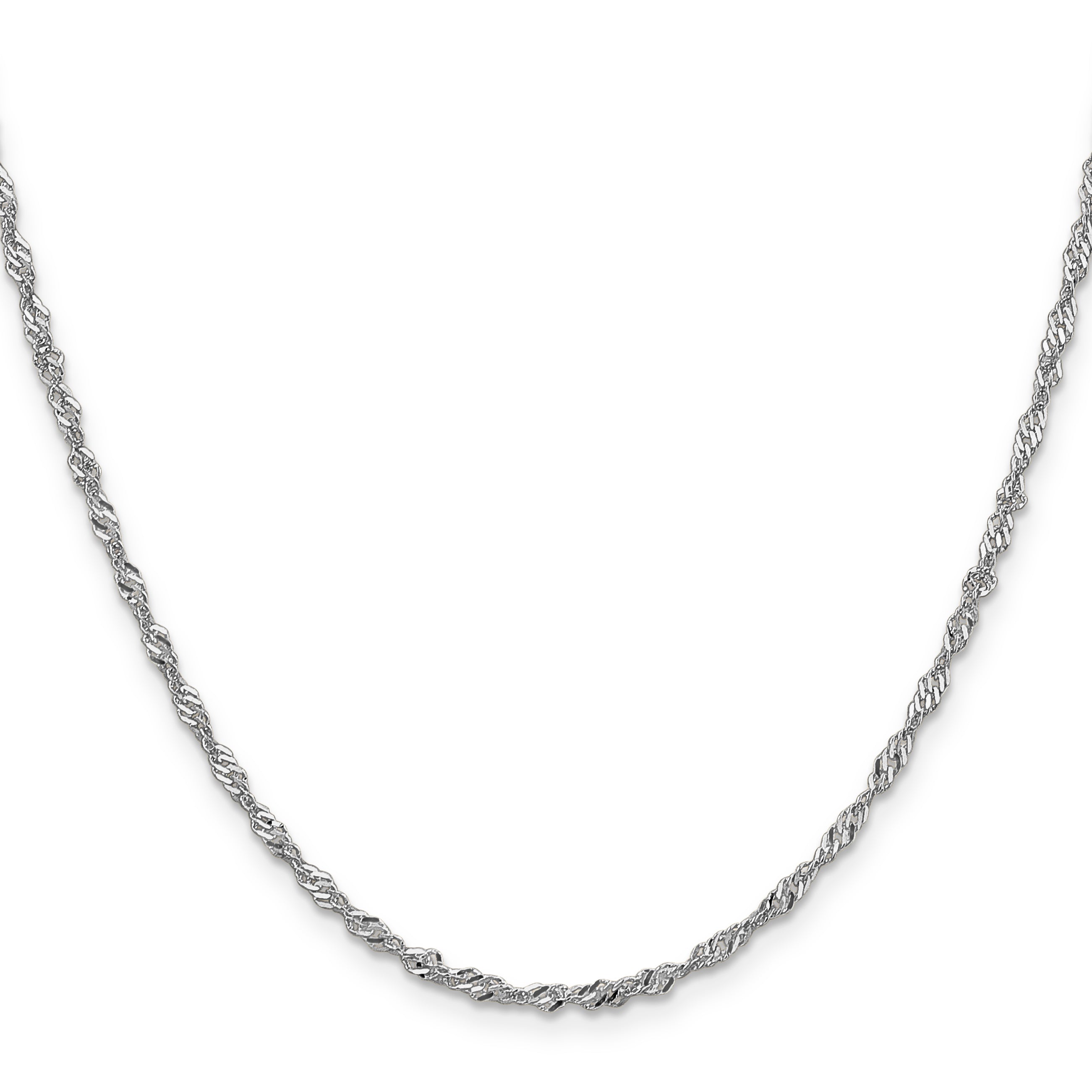 14K White Gold 30 Inch 2.0mm Singapore With Lobster Clasp Chain Necklace