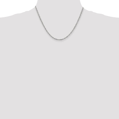 14K White Gold 18 Inch 2.0mm Singapore With Lobster Clasp Chain Necklace
