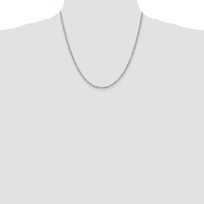 14K White Gold 20 Inch 2.0mm Singapore With Lobster Clasp Chain Necklace