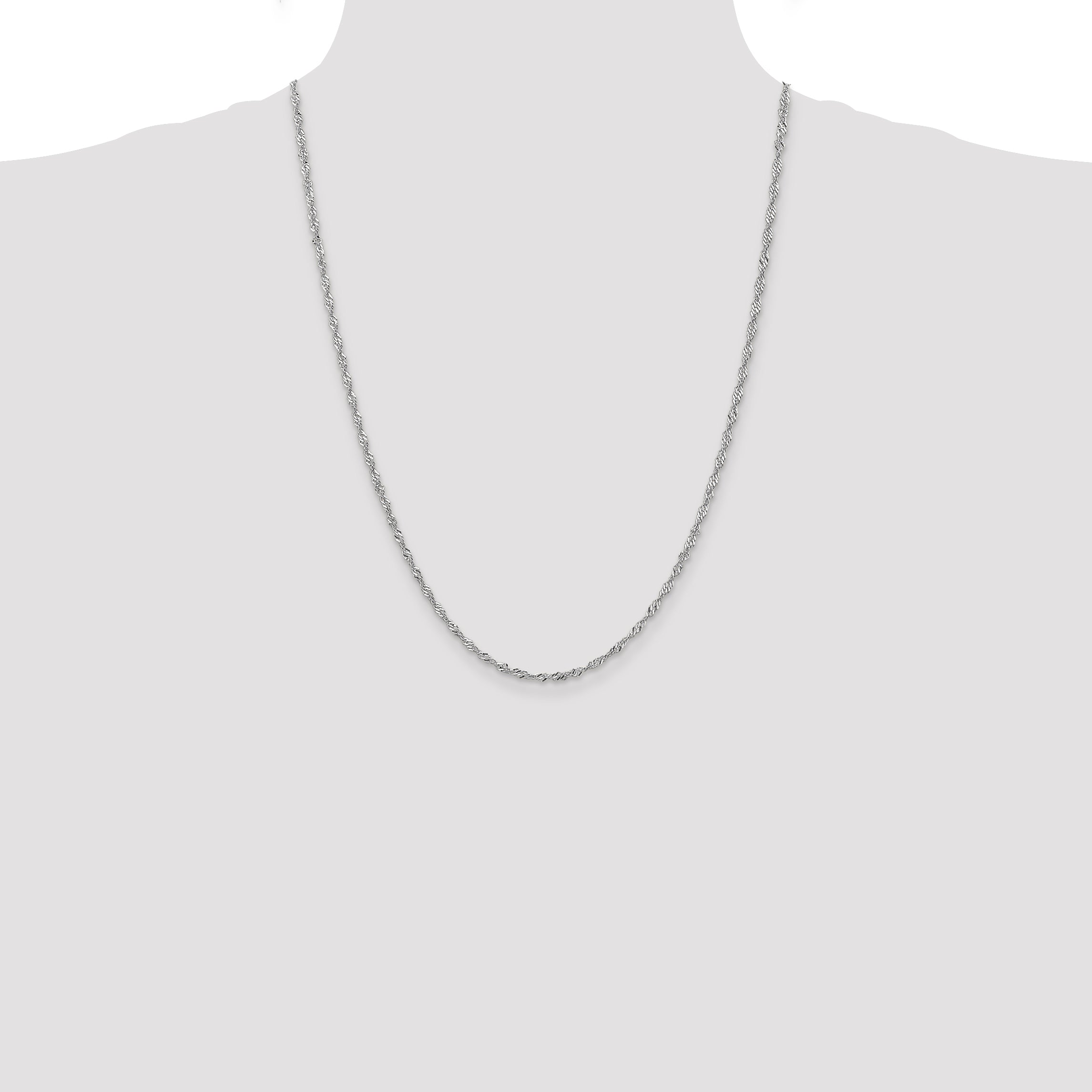 14K White Gold 24 Inch 2.0mm Singapore With Lobster Clasp Chain Necklace