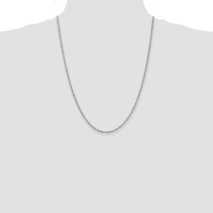 14K White Gold 24 Inch 2.0mm Singapore With Lobster Clasp Chain Necklace