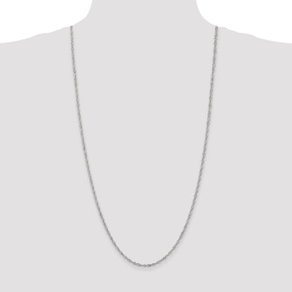 14K White Gold 30 Inch 2.0mm Singapore With Lobster Clasp Chain Necklace