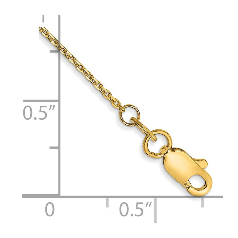14K Yellow Gold .95mm Diamond-Cut Cable With Lobster Clasp Chain Anklet
