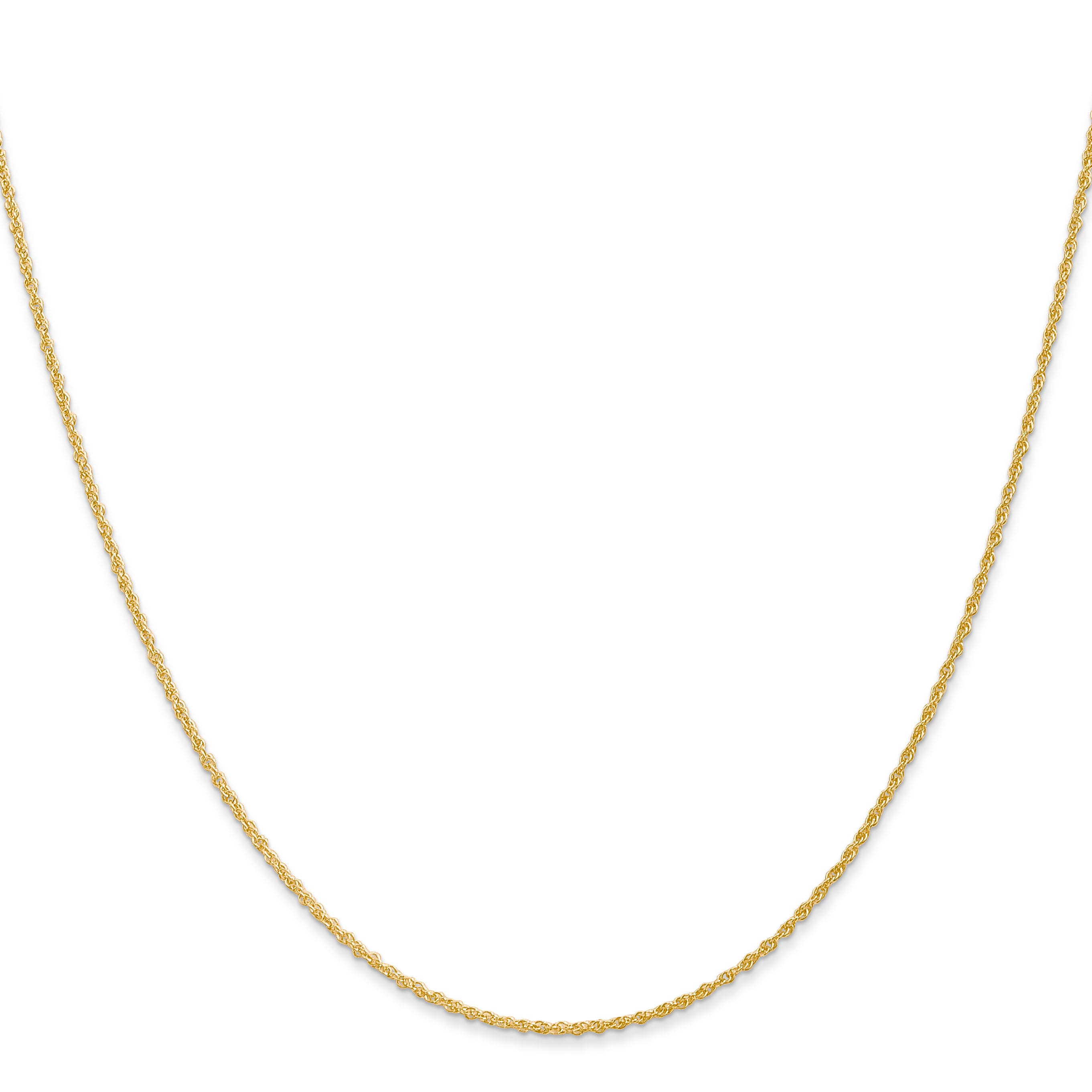 14K Yellow Gold 14 Inch 1.1mm Baby Rope With Spring Ring Clasp Chain