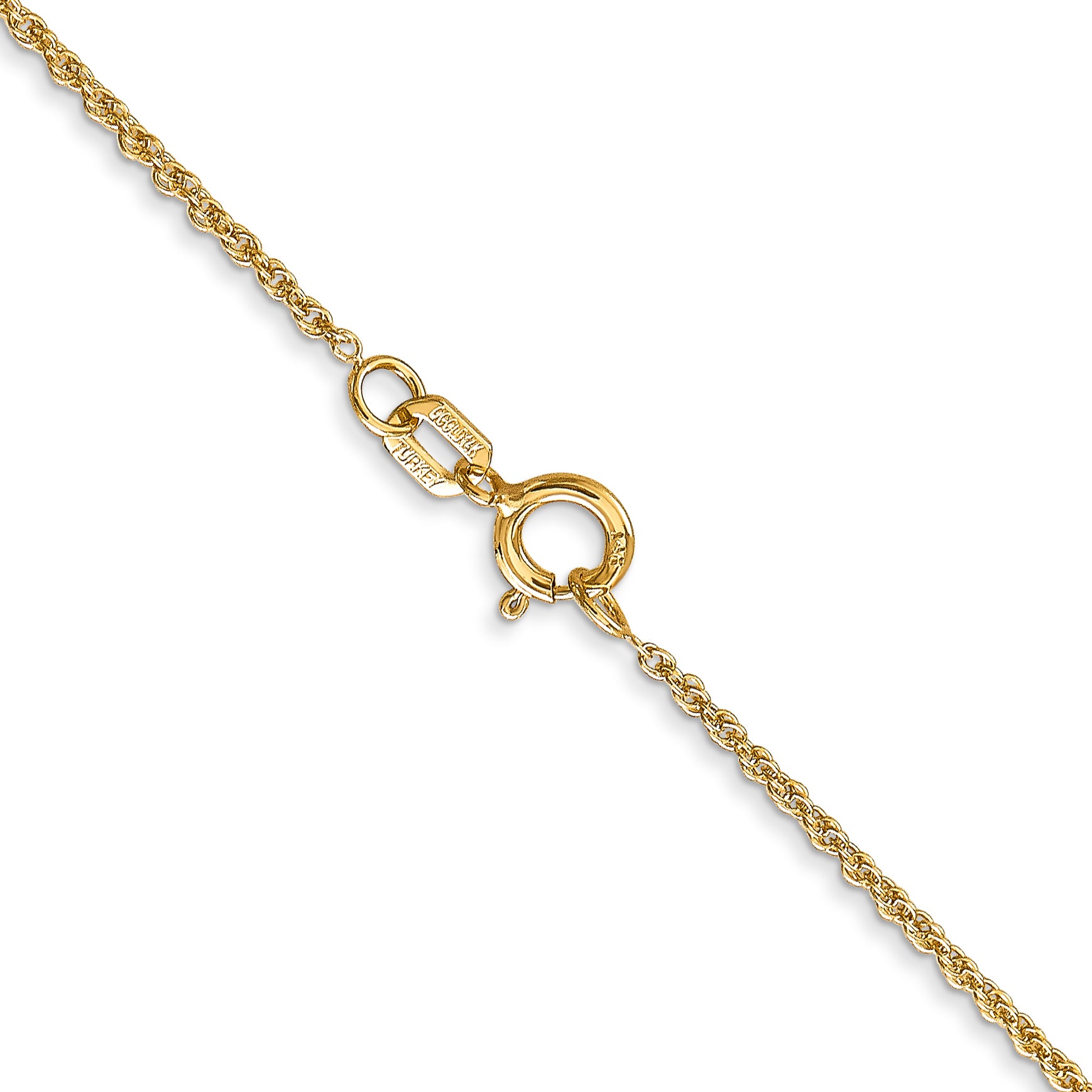 14K Yellow Gold 14 Inch 1.1mm Baby Rope With Spring Ring Clasp Chain