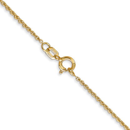 14K Yellow Gold 14 Inch 1.1mm Baby Rope With Spring Ring Clasp Chain