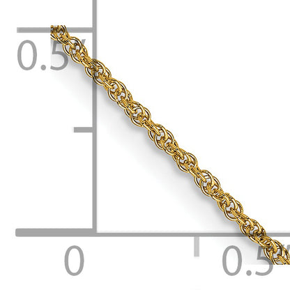 14K Yellow Gold 14 Inch 1.1mm Baby Rope With Spring Ring Clasp Chain