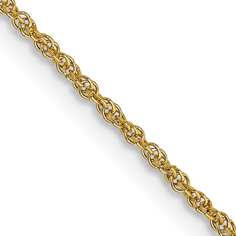 14K Yellow Gold 14 Inch 1.1mm Baby Rope With Spring Ring Clasp Chain